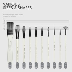 ARTIFY Paint Brush Set, 10 Pieces Large, White – Premium Nylon Hair