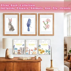3Pcs Watercolor Workbook – 3pcs-watercolor workbook, Flowers-Animals-Seaside
