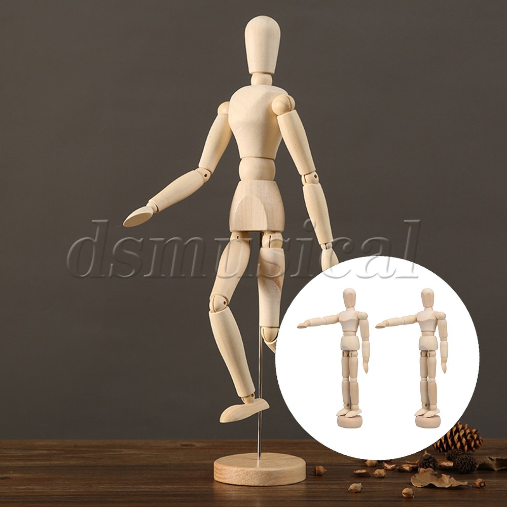 2 Pcs Artists Wood Manikin Flexible Body Joints Human Figure Model 5.5″