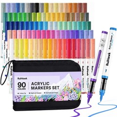 90 Colors Acrylic Paint Markers Set – Brush Tip, Non-Toxic, High Coverage for Gl