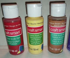 CraftSmart 6 ACRYLIC PAINTS 2-FlOz Red Yellow Brown Purple Orange Green $8Sh