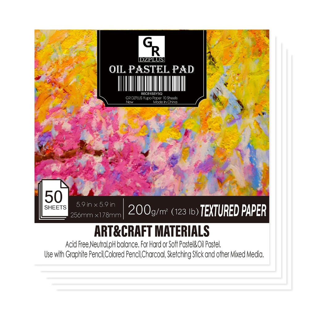 Oil Pastel Pad 5.9×5.9 Inch 200gsm 50 Sheet Heavyweight Drawing Paper Sketch Pad