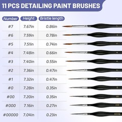 11Pcs Detailing Paint Brushes Set Fine Tip Micro Brush Triangular Handles