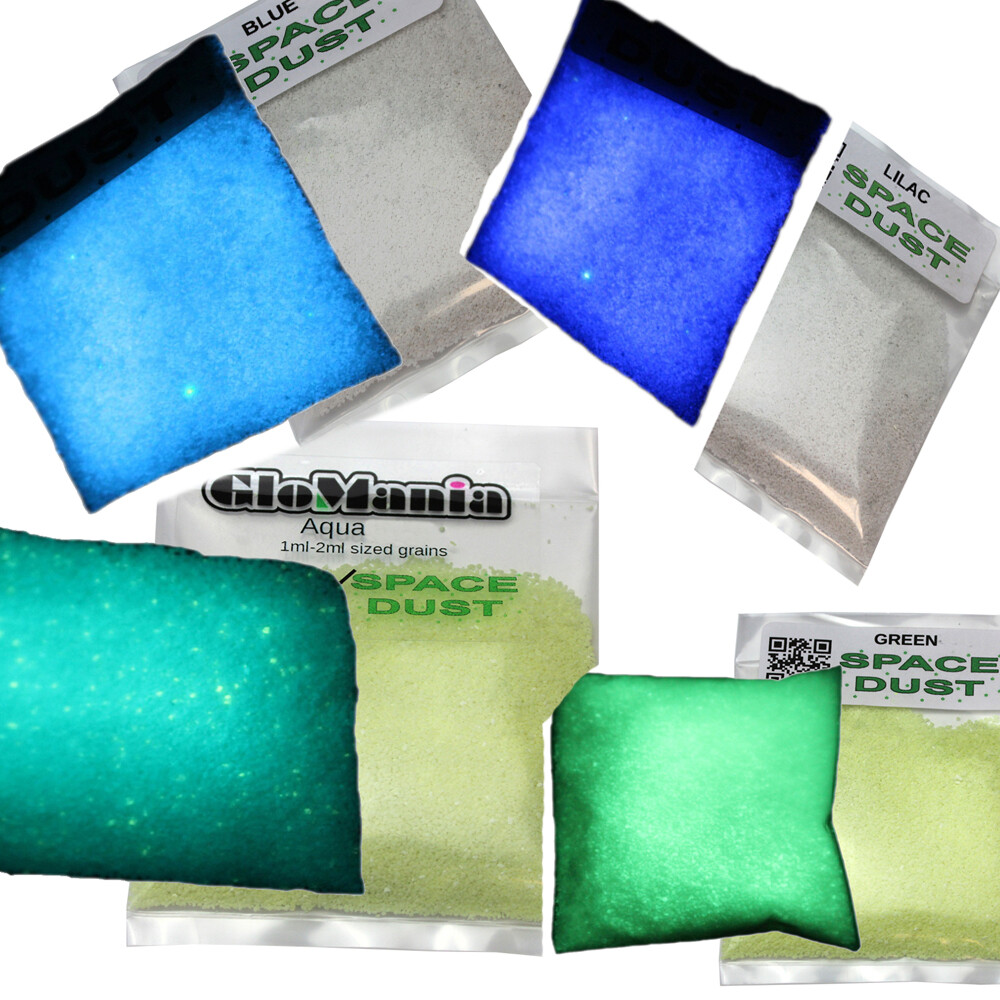 Glow in the Dark Sand, Space Dust in Aqua, Lilac, Blue or Green- 1oz