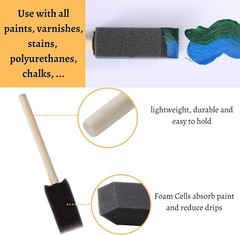 Bates 1 Inch Foam Paint Brushes – 26 Pack for Effortless Staining & Crafts