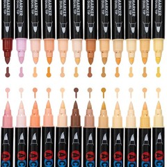 EliLunar Acrylic Paint Markers, 24 Skin Tone Markers Dual Tip Art Pens with …