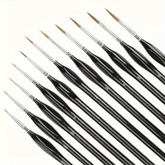 11Ps/Lot Triangle Birch Rod Miniature Hook Line Pen Art Painting Brushes Weasel