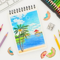 8.3″ x 5.8″ Hardcover Sketchbook, Top 150gsm-neutral white paper coffee
