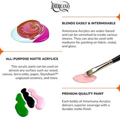 Versatile Americana Acrylics Paint, 18 Rich Colors, Perfect for All Surfaces