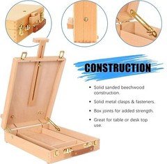 Portable 45-Piece Art Set with Beech Easel and 18 Acrylic Colors for Creativity
