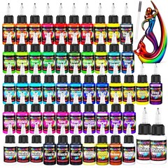 Airbrush Paint Set with 2 Thinners Ready to Spray Water Based Acrylics 54 Color