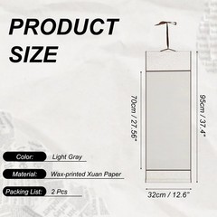 37.4″ x 12.6″ 2 Pcs Blank Hanging Scroll Paper Wood Rod, Light Gray