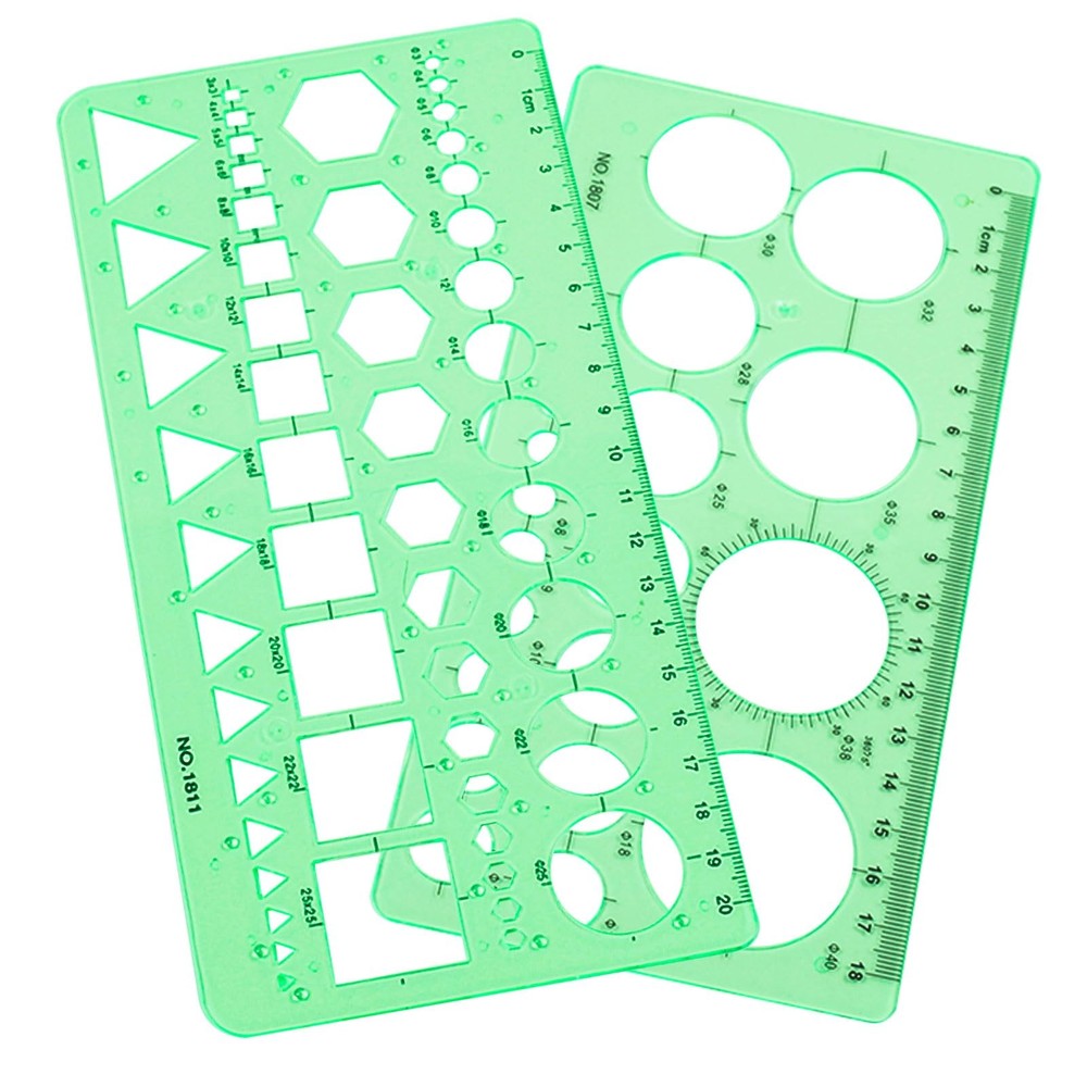 2-Pack Circle Template Geometry Rulers – Durable Drawing Stencils 1-4 inches