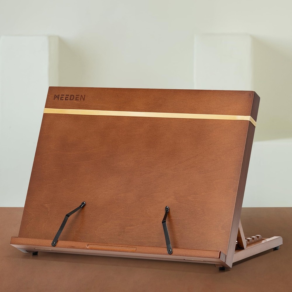 MEEDEN PRO A3 Tabletop Easel with Page Clips, 2 in 1 Versatile Drawing Brown
