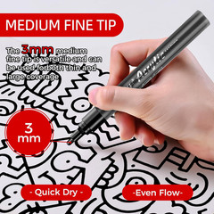 Black Paint Markers Pens – 4 Pack 2-3MM Medium Tip Acrylic Markers for Rock Pain