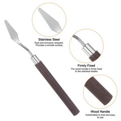 4pcs 12mm No.6 Painting Palette Knives Stainless Steel Spatula Red Wood Handle