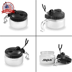 19 Piece Airbrush Cleaning Kit, Glass Airbrush Cleaning Pot with Holder, 5 Clean