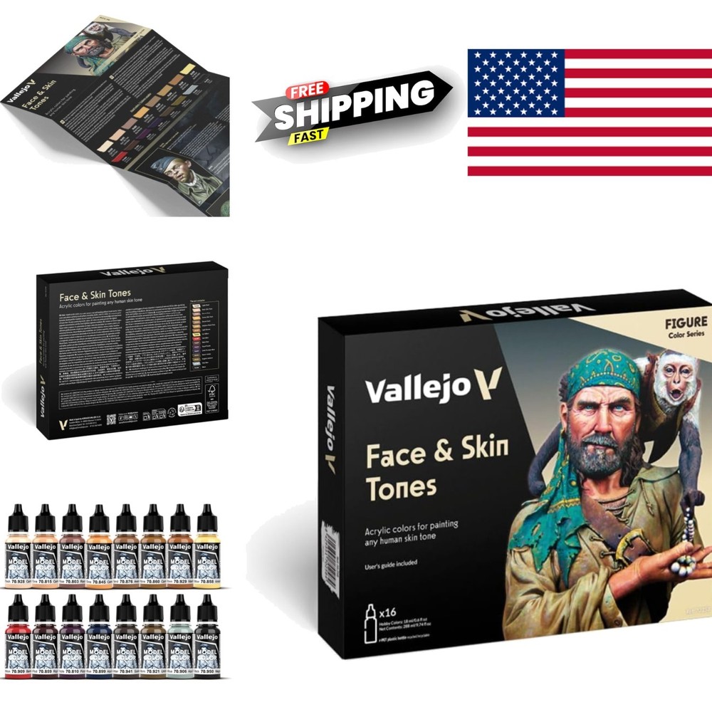 Face and Skin Tones Acrylic Paint Set 16 Bottles 18 ml Historical Miniature Kit