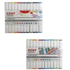 Kent Spectra Quality Graphic Design Dual Tip Alcohol-Based Marker Set 12 Pieces