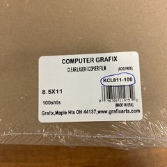 GRAFIX KCL811100 CLEAR LASER/COPIER FILM 8.5X11 100 PACK