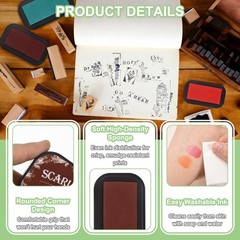 Dark Red Large Ink Pads for Stamps, Fingerprint, Scrapbooking, 3.8 x 2.1 Inch