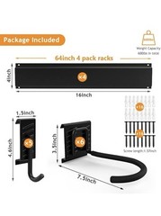 TORACK Bike Storage Rack 6 Racks & 5 Hooks for Garage Wall Mount Black New