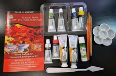 Daler Rowney Acrylic Art Lot: Impasto Gel Medium Colors Glue Stick Brushes +