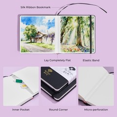Square Watercolor Journal 140lb 300gsm Cotton Paper 20 Sheets 6×6 Sketchbook