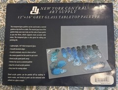 New York Central Grey Tempered Glass Palette 12×16 Tabletop Rectangle Brand New