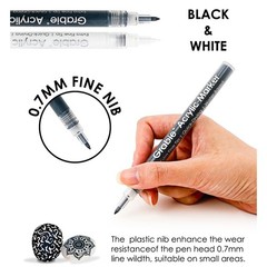 Black & White Extra Fine Tip Acrylic Paint Marker Set, 6 Pack, 0.7mm Acrylic …