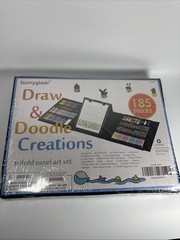 185 Pc Art Set Double Sided Trifold Easel for Kids Drawing Painting Sunnyglade