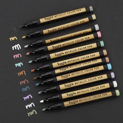 Metallic Marker Pens, 6pcs Paint Pens Medium Point Colored Markers, Red Brown