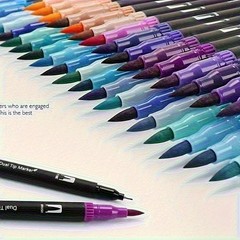 24 Colors Art Paint Markers, Dual Tip Acrylic Paint Pens with Brush Tip & Fi