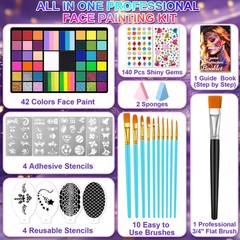 Fenmay Face Painting Kit for Kids – 42 Colors, Non-Toxic and L, 42 colors