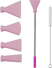 4PCS Stainless Steel Straw Blow Nozzles Set for Acrylic Paint Pouring Pink