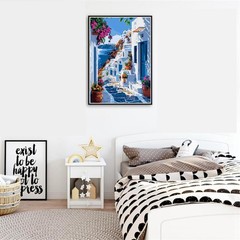 Paint by Numbers for Adult Beginners, Easy Coastal Town Painting 16 x 20 Inches