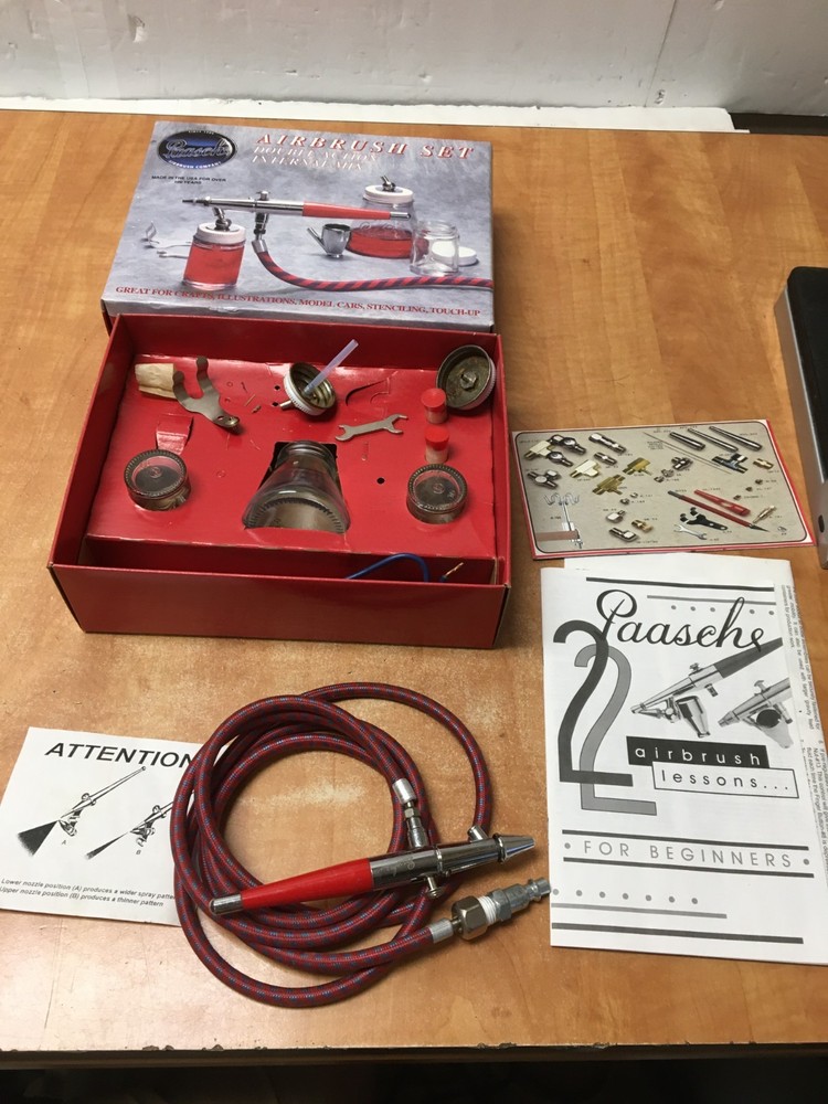 Paasche VL Double Action Airbrush Set Vintage VL-SET Kit as shown