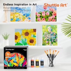 36 Colors Acrylic Paint Set with Brushes & Palette, Canvas Rocks Ceramic Wood