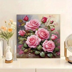 Pink Rose Diamond Painting Kits for Adults-Flowers Diamond Art Kits for Adults..