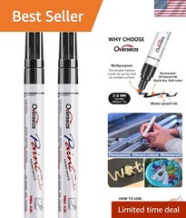 Versatile 2 Pack Quick Drying Paint Pens – Waterproof Black Markers for Arts