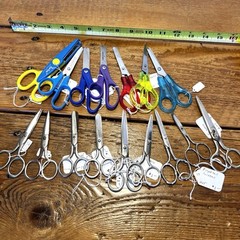 Large lot of vintage scissors, Fiskars, German 19pc
