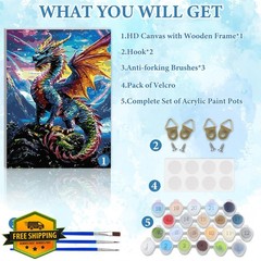 NAIMOER Dragons Paint by Numbers Kit 12×16″