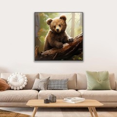 Paint by Numbers Kit for Adults Cute Bear Framed DIY Oil Painting 10×10 inch