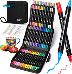 60 Colors Dual Tip Acrylic Paint Markers Paint Pens Set with Brush Tip