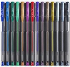 Arteza Metallic Gel Ink Pens – Set of 14