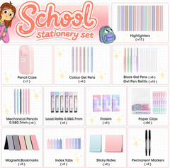 110 PCS Aesthetic School Supplies with Pen Case,12 Pastel Highlighters,5 Black I