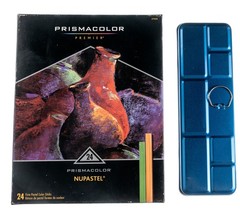 USED Art Supplies Bundle Prismacolor Nupastel 24 Firm Sticks & 24 Watercolor Tin