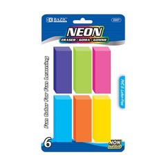 BAZIC PRODUCTS BAZIC Neon Bevel Eraser 6 Mixed Materials Everyday Use Lifestyle
