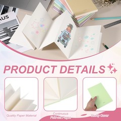 7.5×5.2″ Concertina Sketchbook Watercolor Notebook, Green