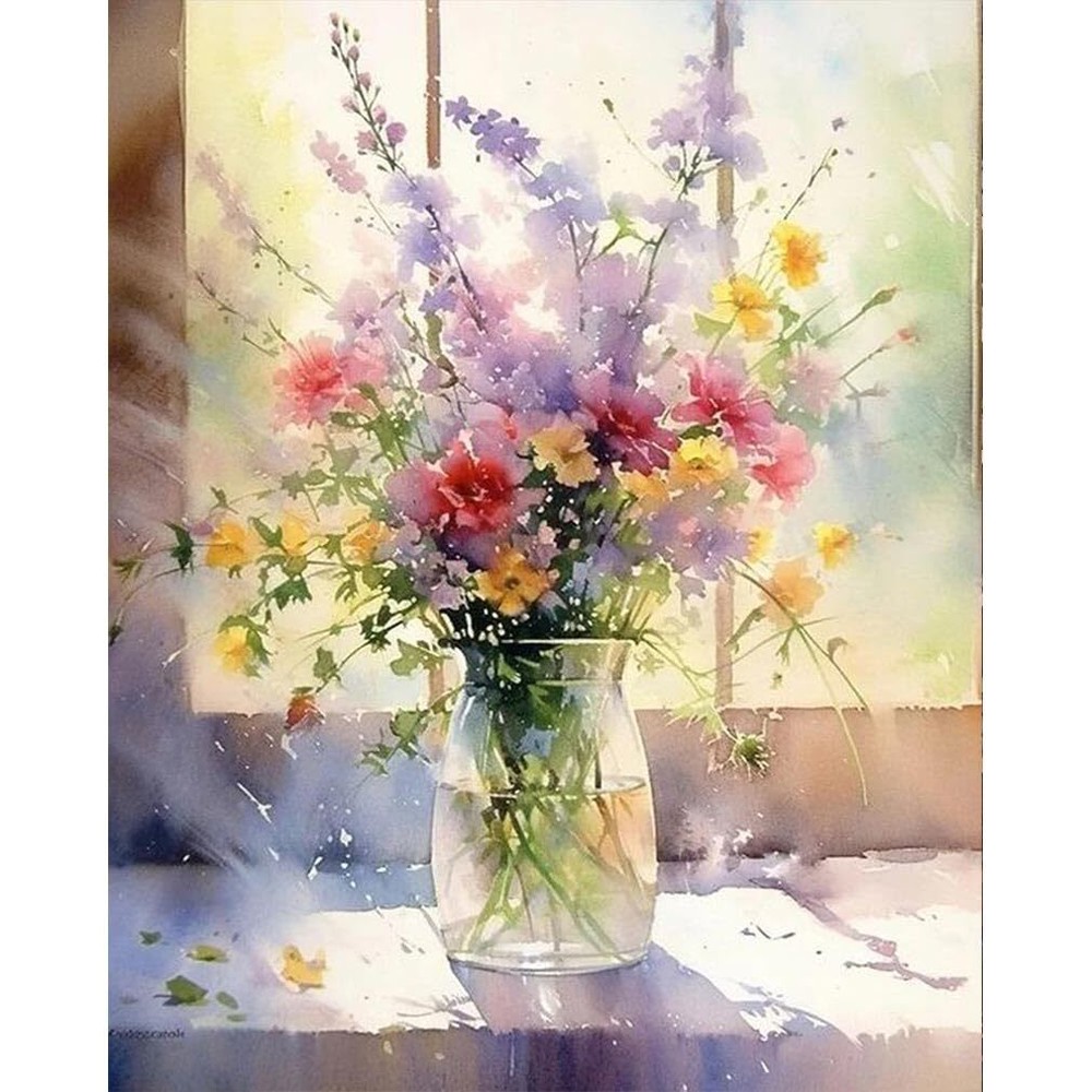Paint by Numbers Kit for Adults Beginner, Flower Adult Paint by Number Kits